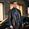 Men's Genuine Sheepskin Stand-Collar Leather Jacket
