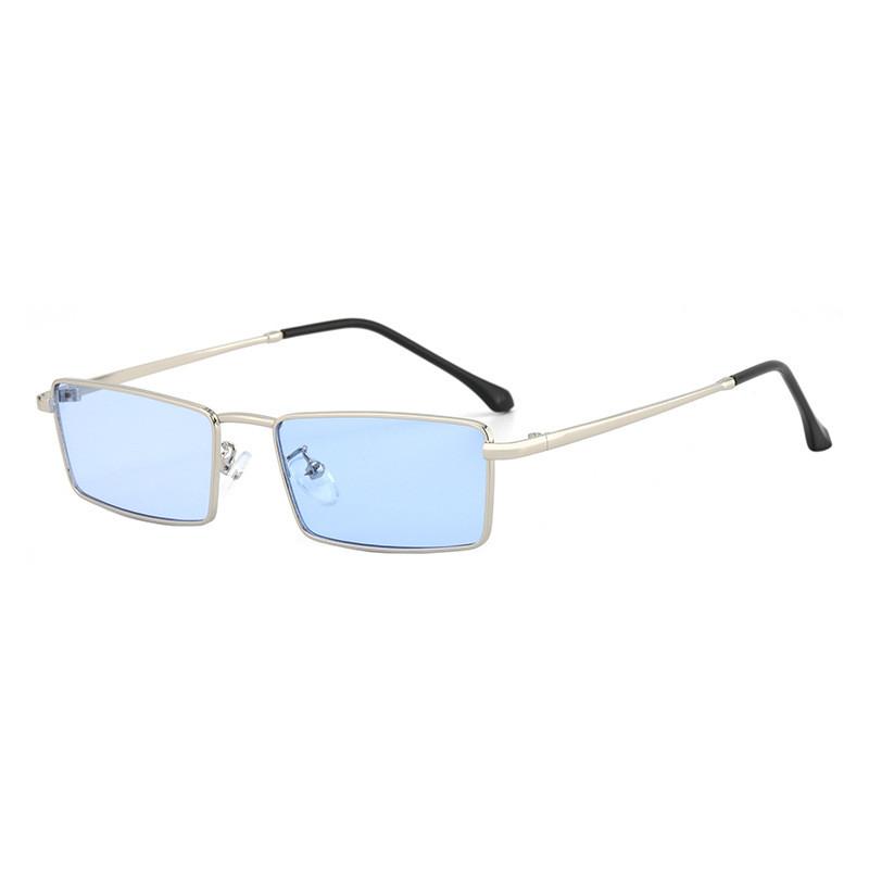 

Geometric Square Sunglasses Unisex Uv400 Antiuv Fashion Streetwear For Outdoors SilverFrameBlueLens
