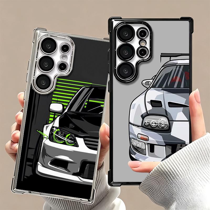Simple Japanese Sports Cars Pattern Plating Phone Case For Samsung Galaxy S24 S25 FE S26 Edge S23 Ultra S22 S21 Plus S20 Anti-Fa