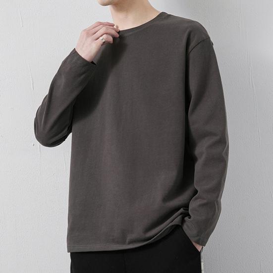 Mannen T-shirt Lange Mouwen Ronde Hals Vochtafvoerend Normale pasvorm Casual Lente Herfst Effen Kleur Mannelijke Basic Trui Top streetwear