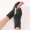 Knitted Gloves Wrist Length Fingerless Gloves with Thumb Hole Stretchy Mittens
