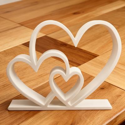 Tres Estatuas de Amor Conectadas - Escultura Romántica de Pareja en Forma de Corazón, Adorno Temático de Amor, Aniversario de Pareja Romántica