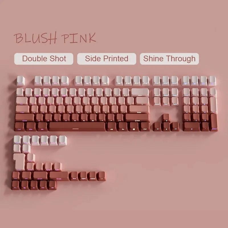 Xiaomi 135 Keys Strawberry Pink Side Print PBT Keycaps Double Shot Shine Through Keycaps Cherry Profile for Cherry MX Switches Keyboard