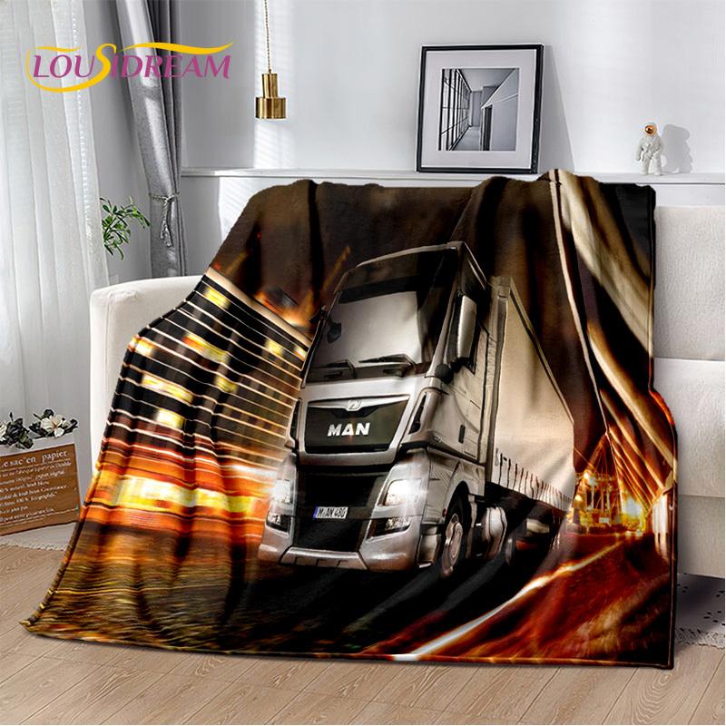HD Man Truck Lorry 3D Printing Soft Flannel Blankets,Throw Blanket Comfortable Blanket for Picnic Beds Sofa Home Bedroom Gifts