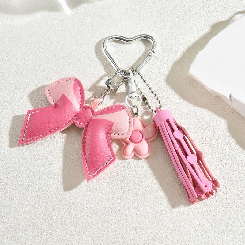 Starfish Bag Pendant Cute Leopard Bear Rainbow Leather Decorative Keychain Fashion Braided Rope Bag Gift All-purpose Accessory