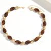 1pc Women'S Oval Resin Geometric Choker Necklace | Vintage Beaded Sweater Chain In Umber Color, Ideal for Daily Wear and Valentine'S Day Gift