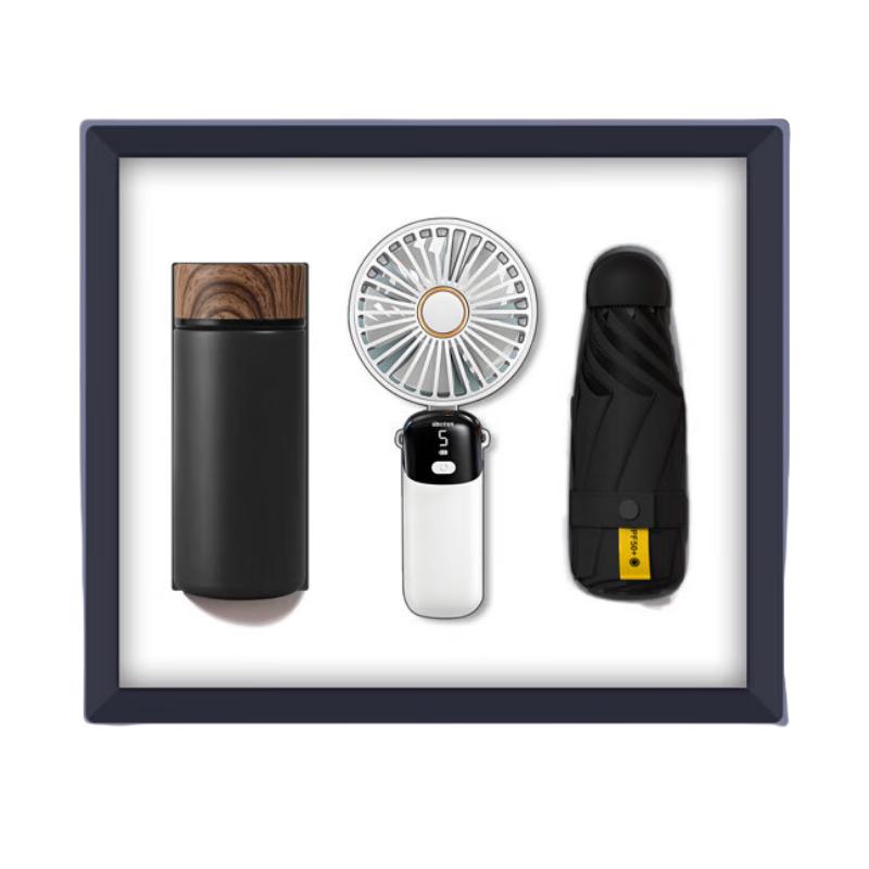 

Business Gift Set: Wood Grain Insulated Mug, Fan & Umbrella