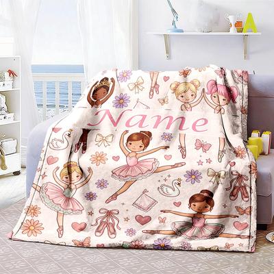 Balletthemed Home Customize Your Name Home Blanketss Soft Comfortable Lightweight For All Seasons Perfect For Picnics Sofa Office Bed Living Room