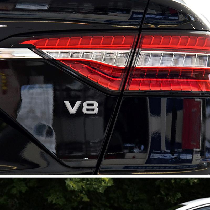 Auto Metal Alloy 3D V8 Logo Engine Displacement Trunk Rear Car Badge Decal Chrome For V8 Side Wing Emblem Sticker Car Styling