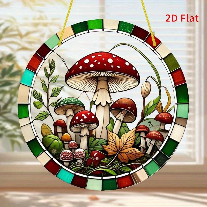 Mushroom Suncatcher, Stained Window Hanging, Four Seasons Decoration, novelty home decor, Perfect Durable for Bedroom, Store, Office, Kitchen