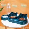 Cat Food Bowl Triple Pet Feeding Bowls Pet Feeder, 2-in-1 Double Bowls with Automatic Drinking Bottle Pet Supplies