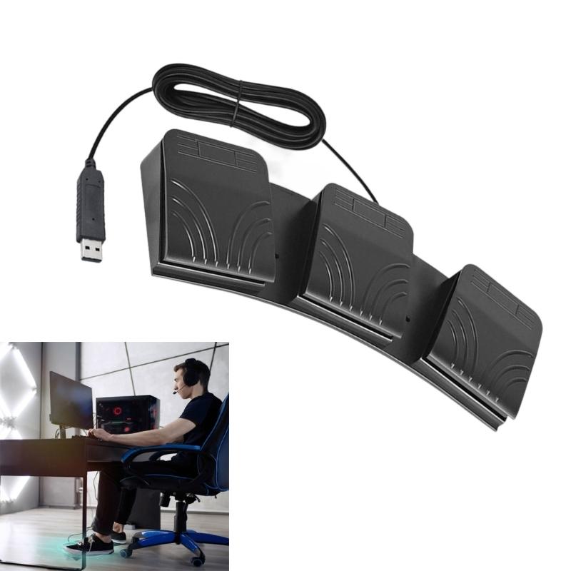 3 Key USB Foot Pedal Programmable Keyboards Action Mouse Commands for Gaming Factory Machine Operation