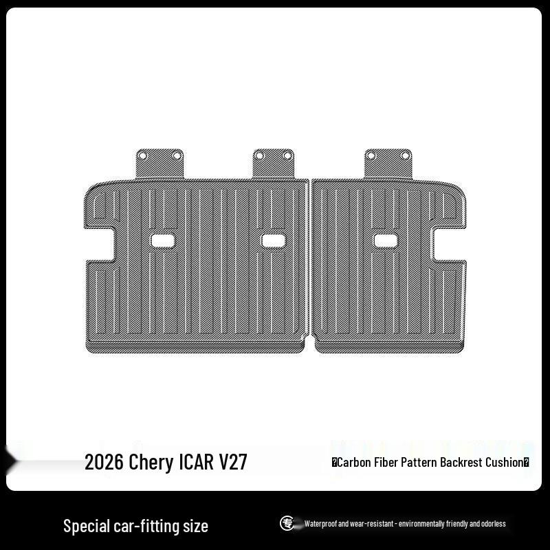 3D All-Weather TPE Floor and Trunk Mats for 2026 Chery iCAUR ICAR V27 with Carbon Fiber Texture Backrest