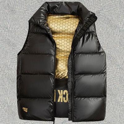 Svart Gull Dun Bomullsvest for Menn og Kvinner med Samme Stil Høst og Vinter Allsidig Fritidsvest Vest Jakke Trend
