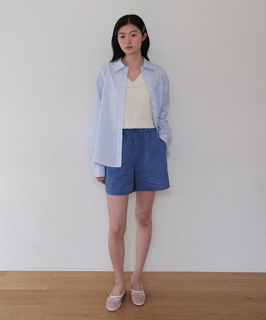 Moui Banding Ribbed Shorts (Blue)