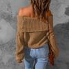 Pull pour femme coupe ample épaules dénudées couleur unie manches longues