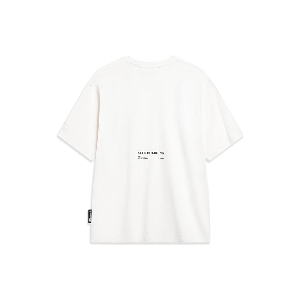 Li-Ning X Disney Skateboard Series Cute Oswald Print Loose Round Neck Short Sleeve T-Shirt Unisex Tops Off-White AHST311-5