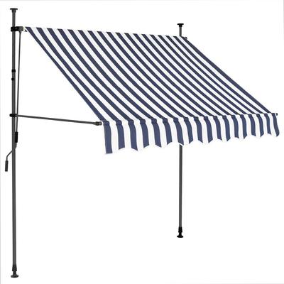 Retractable Awning Manually Operated with LED Lighting 100 Cm Blue and White