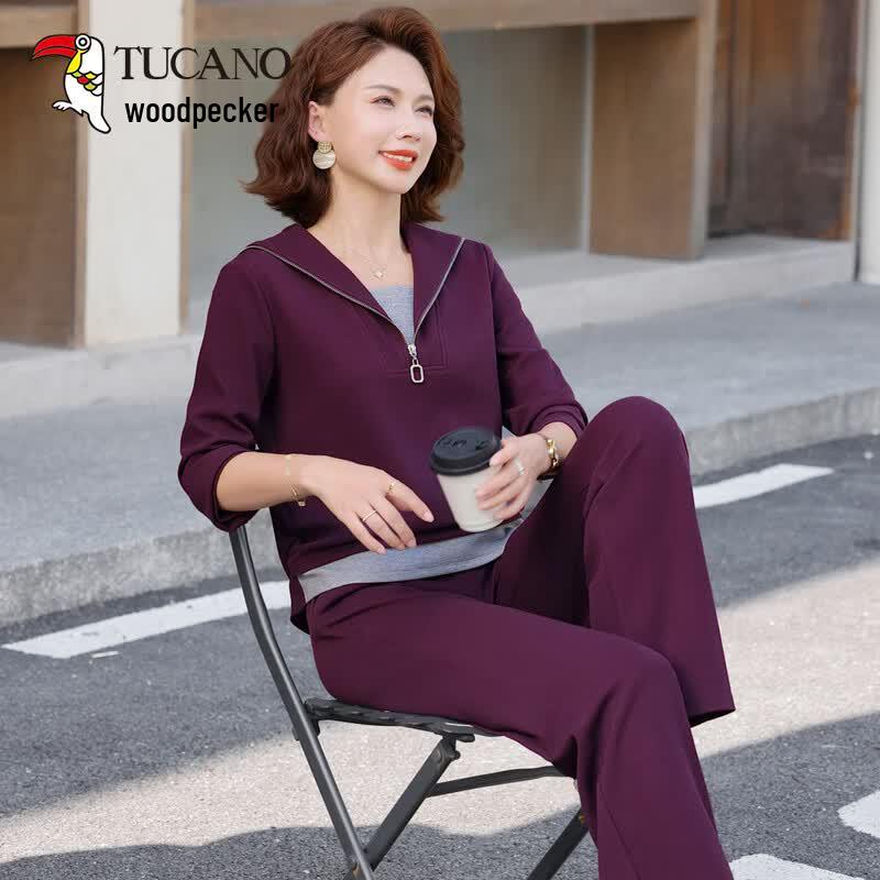 TUCANO Women s Spring Thin Long-Sleeve Casual Sportswear Set 5XL