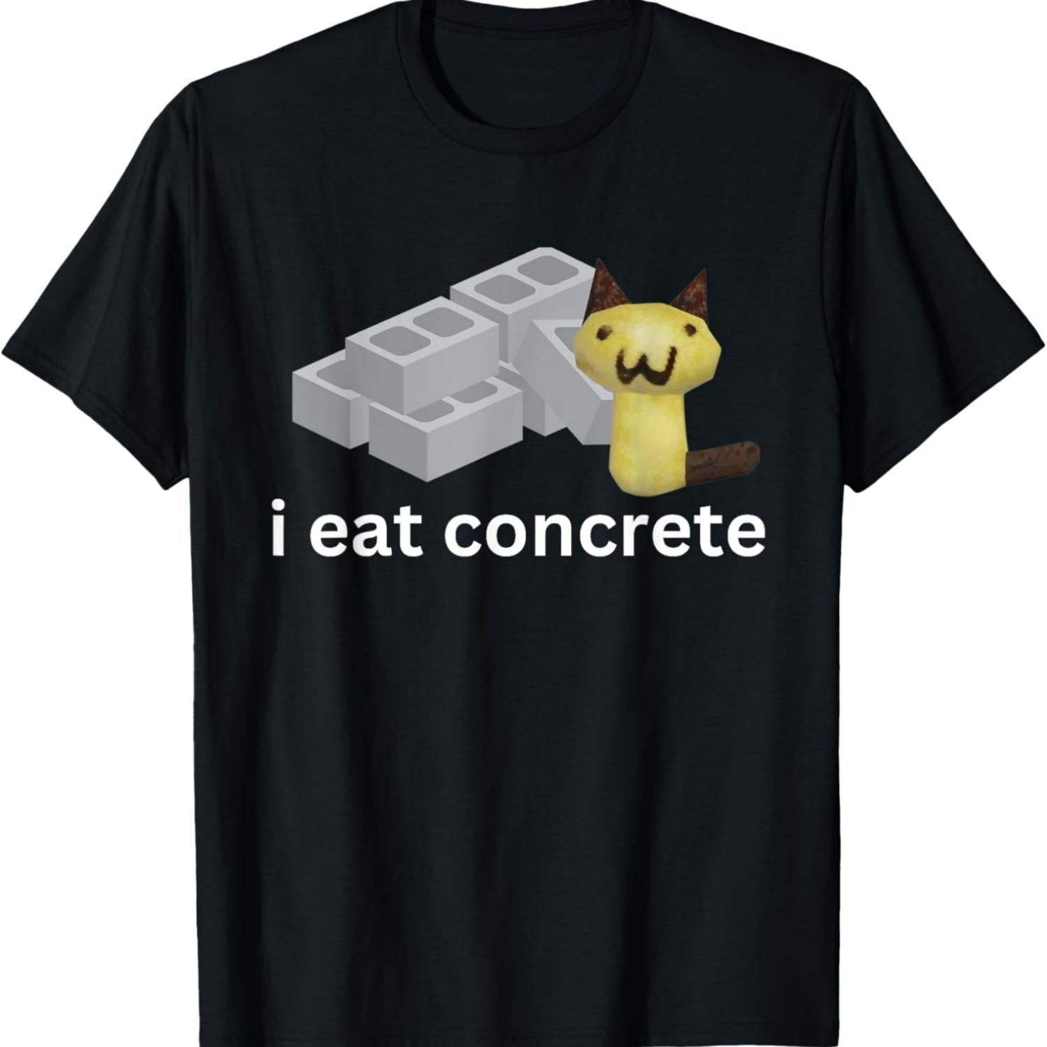 I Eat Concrete Funny Cursed Cat Meme T-Shirt(1) S чёрный