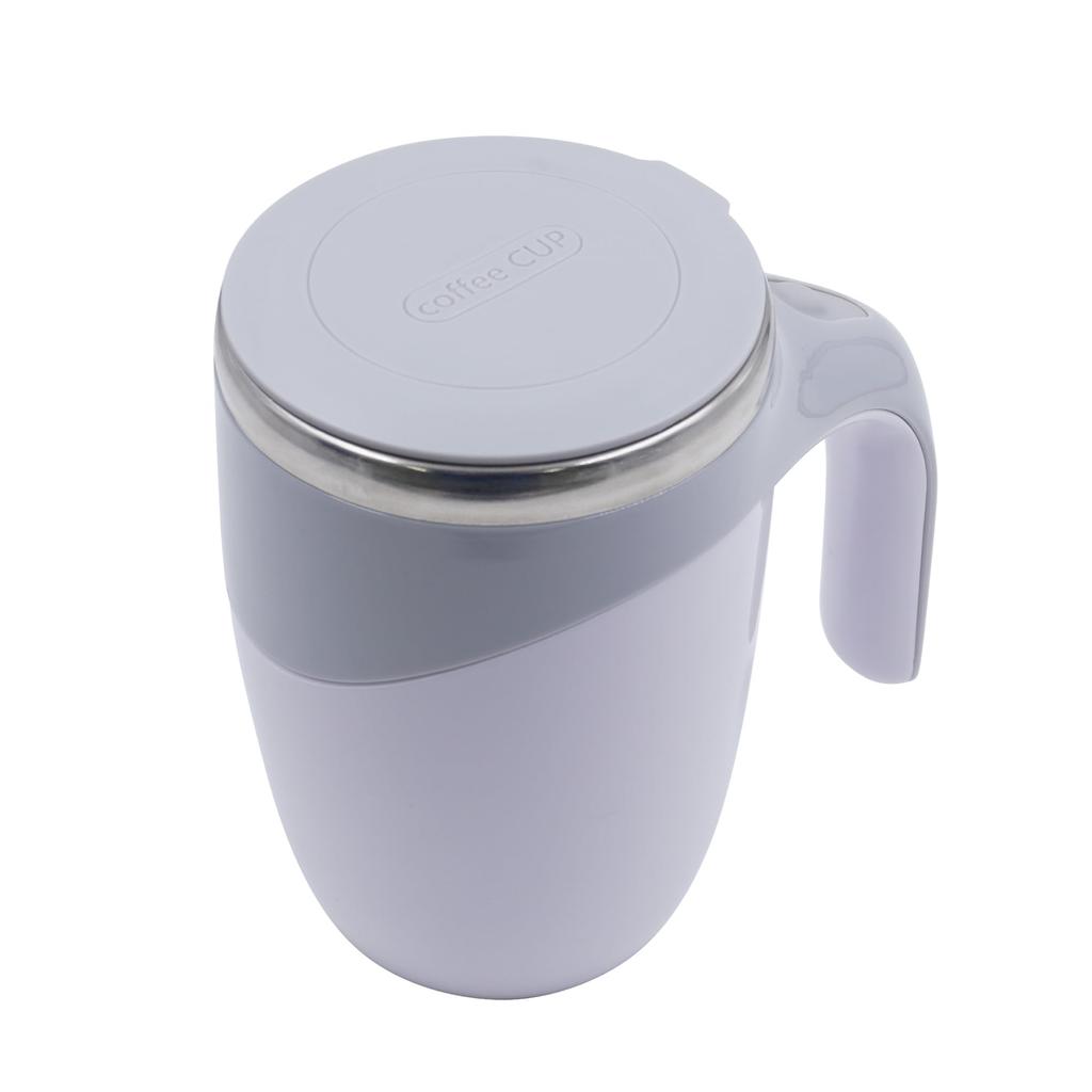 Fine Electric Mixing Mug Electric Stirring Stainless Steel Keeps Drinks Hot or Cold Easy To Use Portable Lid AAA Battery Operated (Capacity 380ml)
