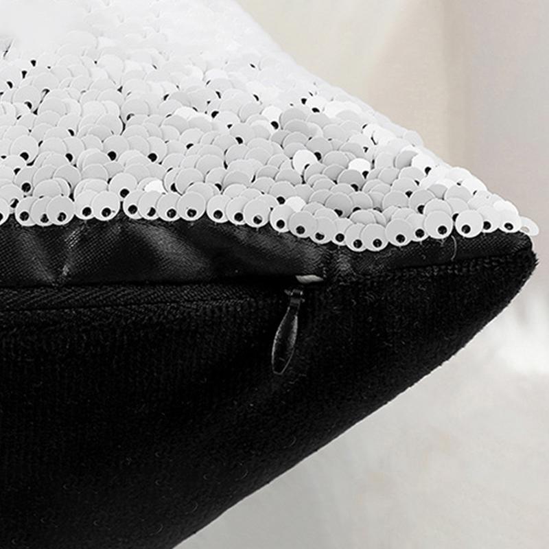 Sequins Throw Pillow Cover Funny Cute Ghost Pillowcase Decorative Cushion Cover for Home Sofa Living Office Car Party Decor