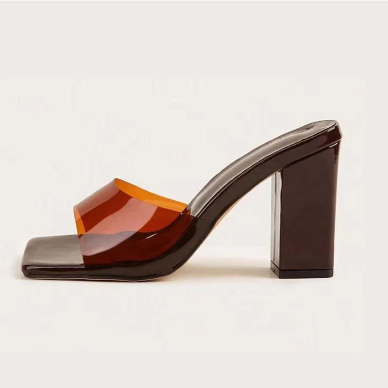 Women Super High Heels Slippers PVC Chunky Shoes Elegant Sandals 2025 Sexy Summer Flip Flops Pumps Slides Dress Sandalias Mujer