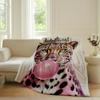 Trendige Rosa Retro Leopardendecke Warm Weich Geeignet für Schlafzimmer Sofa Bett Wohnzimmer Büro Reise Camping Geschenke
