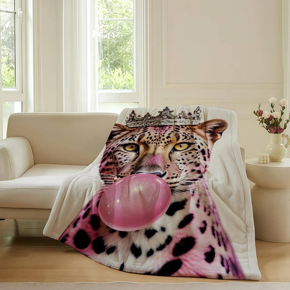 Trendige Rosa Retro Leopardendecke Warm Weich Geeignet für Schlafzimmer Sofa Bett Wohnzimmer Büro Reise Camping Geschenke