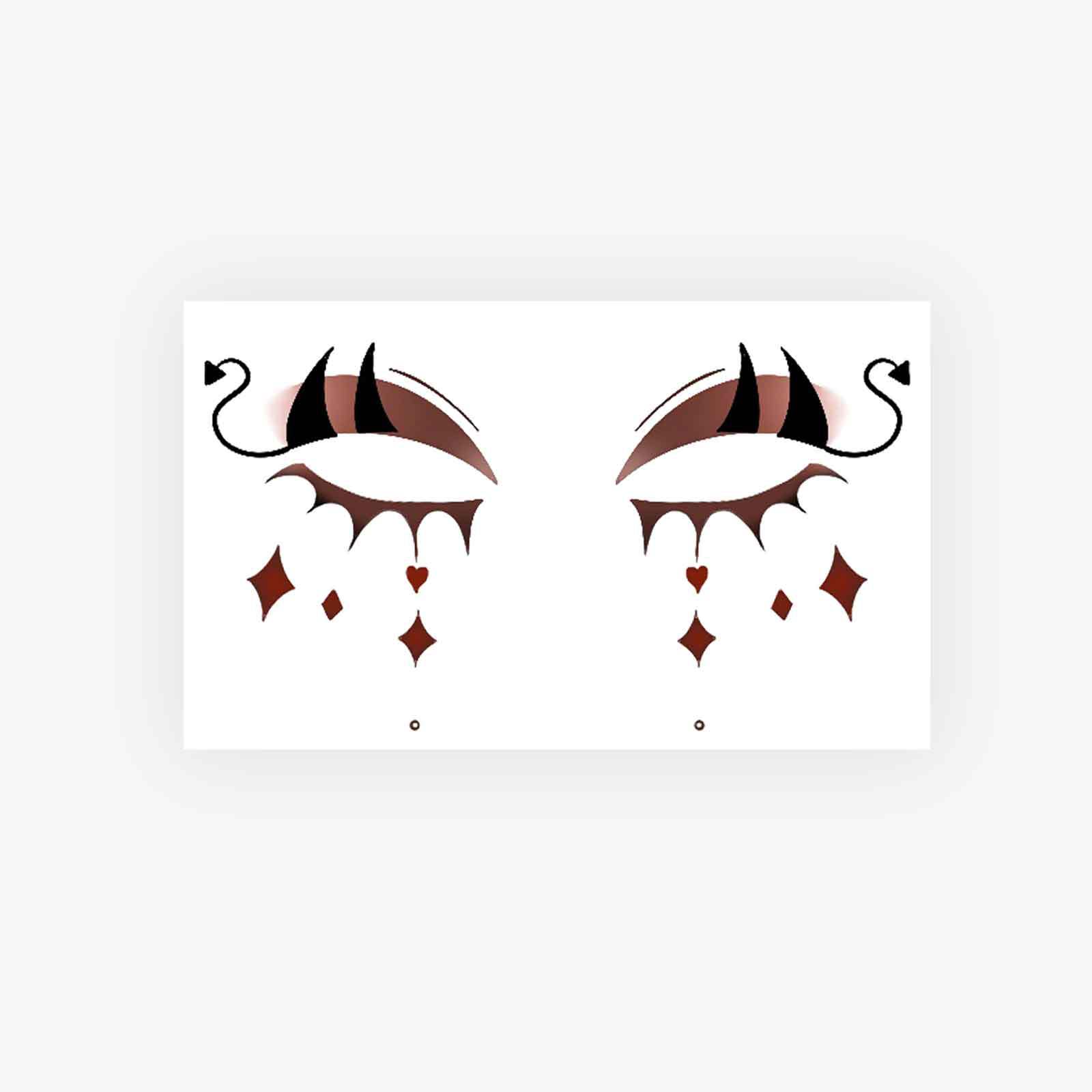 High-Value Style Halloween Personality Dark Stars Devil Makeup Face Sticker Tattoo Sticker 9*15