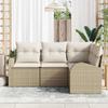 Garden Sofa Set with Cushions 4 Pcs Beige and White Poly Rattan
