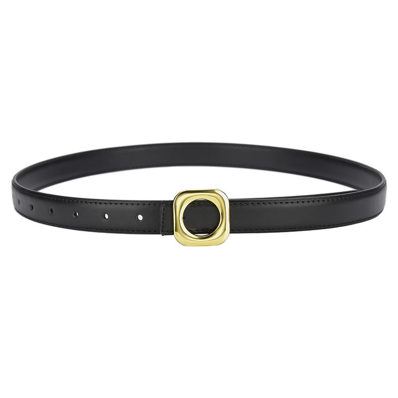 Four Seasons Available Belts Women'S Fashion Versatile Trendy Decoration Suit Leather Thin Belt Square Buckle Leather Ins Style Jeans Belt