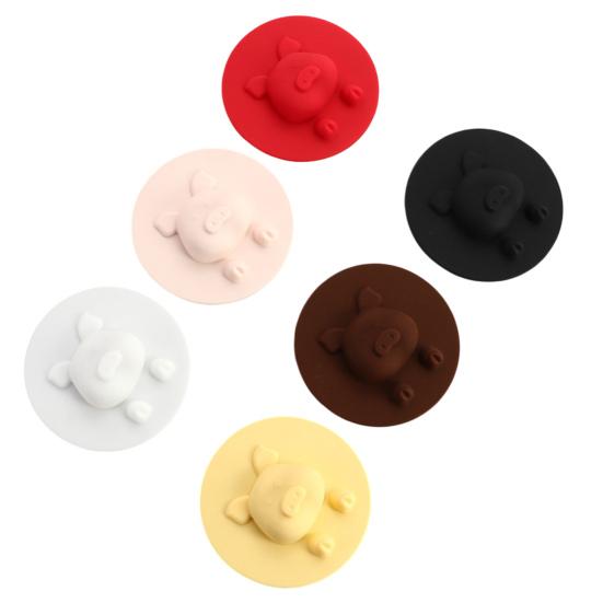 Piggy Silicone Cup Lid Heat Resistant Non-Slip Mug Cover Microwave Safe Cute Pig Cup Cover for Coffee Tea Hot Drinks