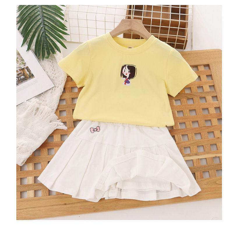Girls' Summer Midi Pleated Skirt with Anti-Exposure Shorts