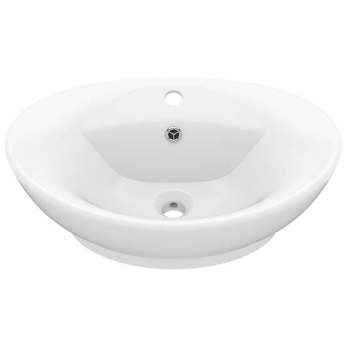 VidaXL Lavabo Ovale de Luxe à Trop-plein Vasque à Poser de Toilette Lave-mains de Salle de Bain Maison Intérieur Blanc Mat 146932