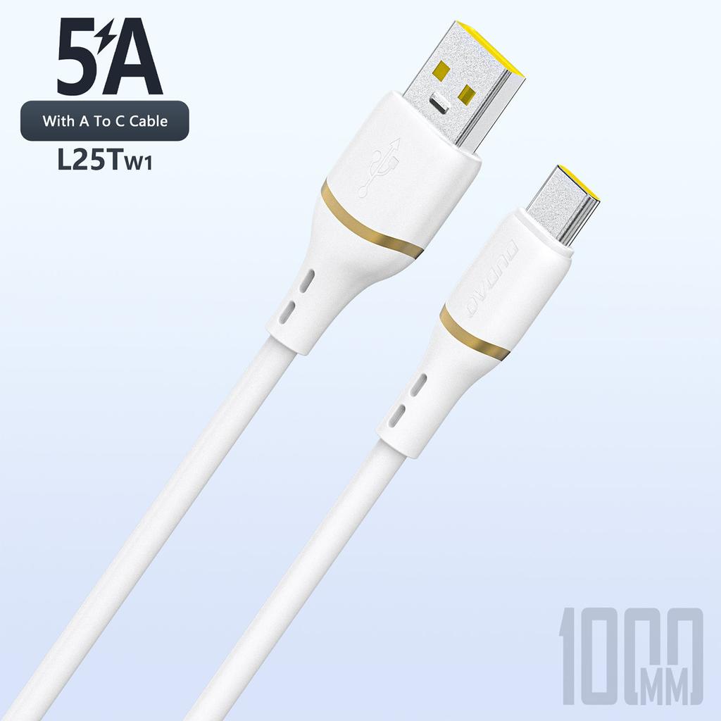 Silicone Cable USB-A - USB-C 5A 1m - White