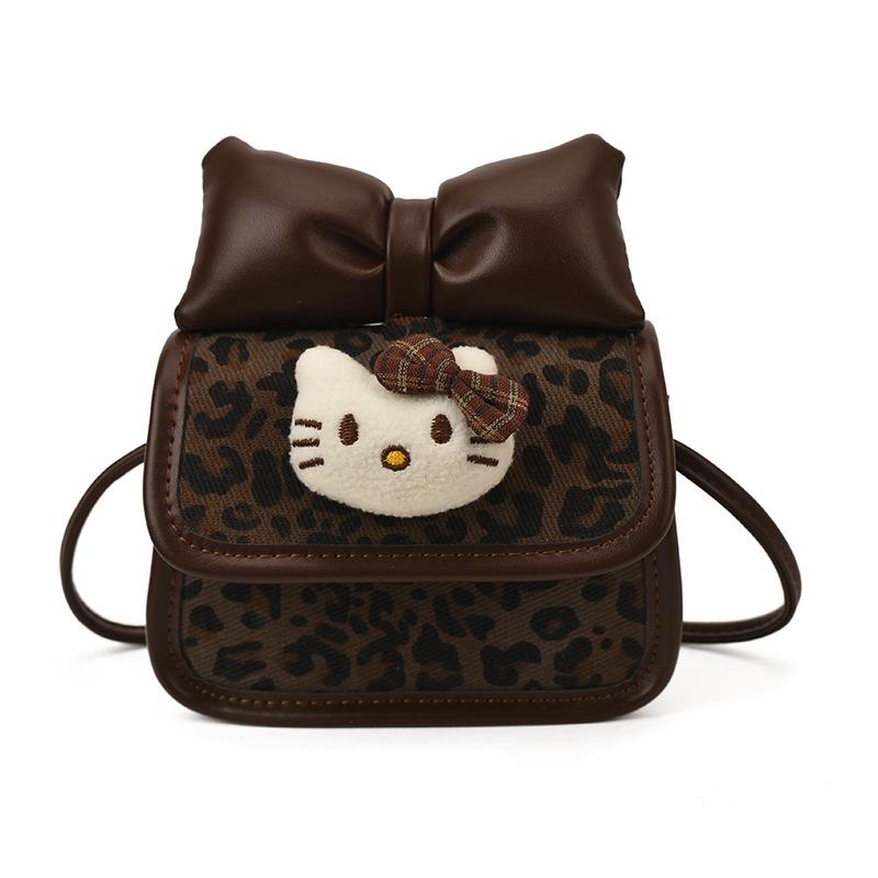 Korean Style Leopard Print Mini Shoulder Bag with Bow - Cute Crossbody for Girls 2025