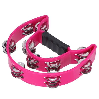Musical Tambourine Half Moon Double Row Jingles Handheld Percussion Drum for KTV Party