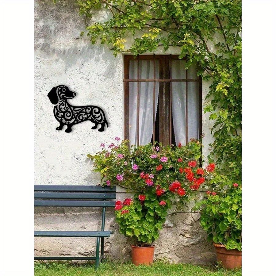 Verspielte Dackel Metall Wandkunst - Verspielte Innen-/Außenskulptur für Gärten, Terrassen & Wohnräume, Perfekt für Balkone