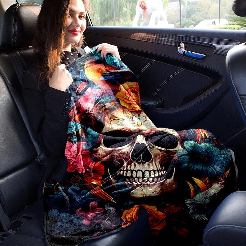 1pc Day of the Dead Theme Blanket,Living Room, Travel, Camping, Car Blankets