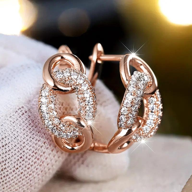 

Niche Personalized Earrings For Women, Ring Buckle Lock Design Ear Buckle, Micro-Inlaid Zircon French Style