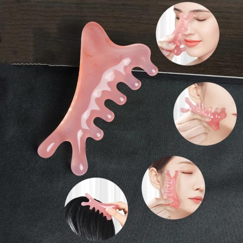 4-in-1 Resin Massage Tool For Scalp Eye Shoulder & Neck Massage Facial Massage Board Acupuncture Therapy Combs Body Relaxation
