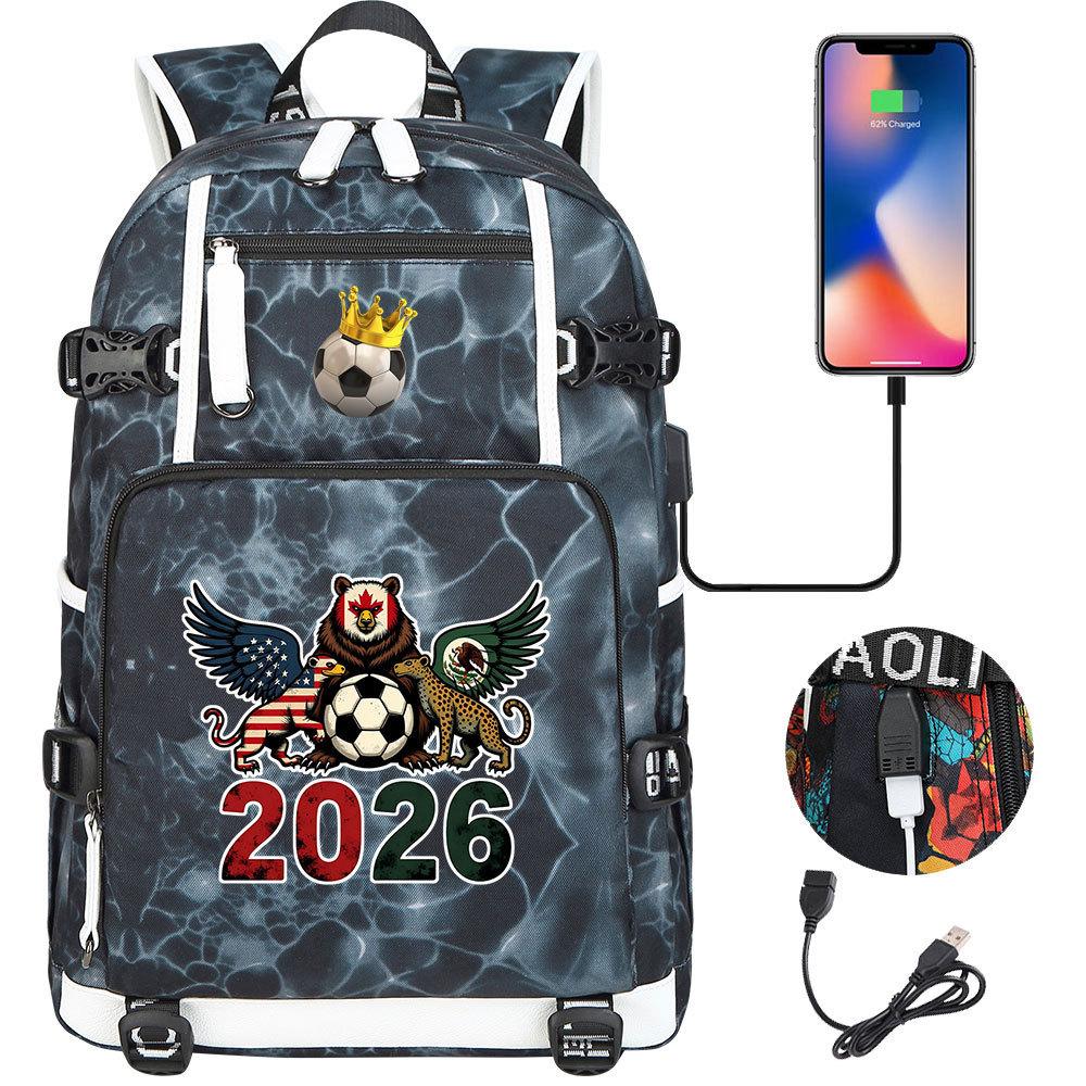 2026 Sports Soccer USB Large Capacity Backpack for Middle High School Students Travel Unisex