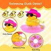 Duck Car Ornaments Yellow Duck Car Dashboard Decorations Set with Sunglasses, Swimming Ring Kids Bath Toys Home Duck Decoration