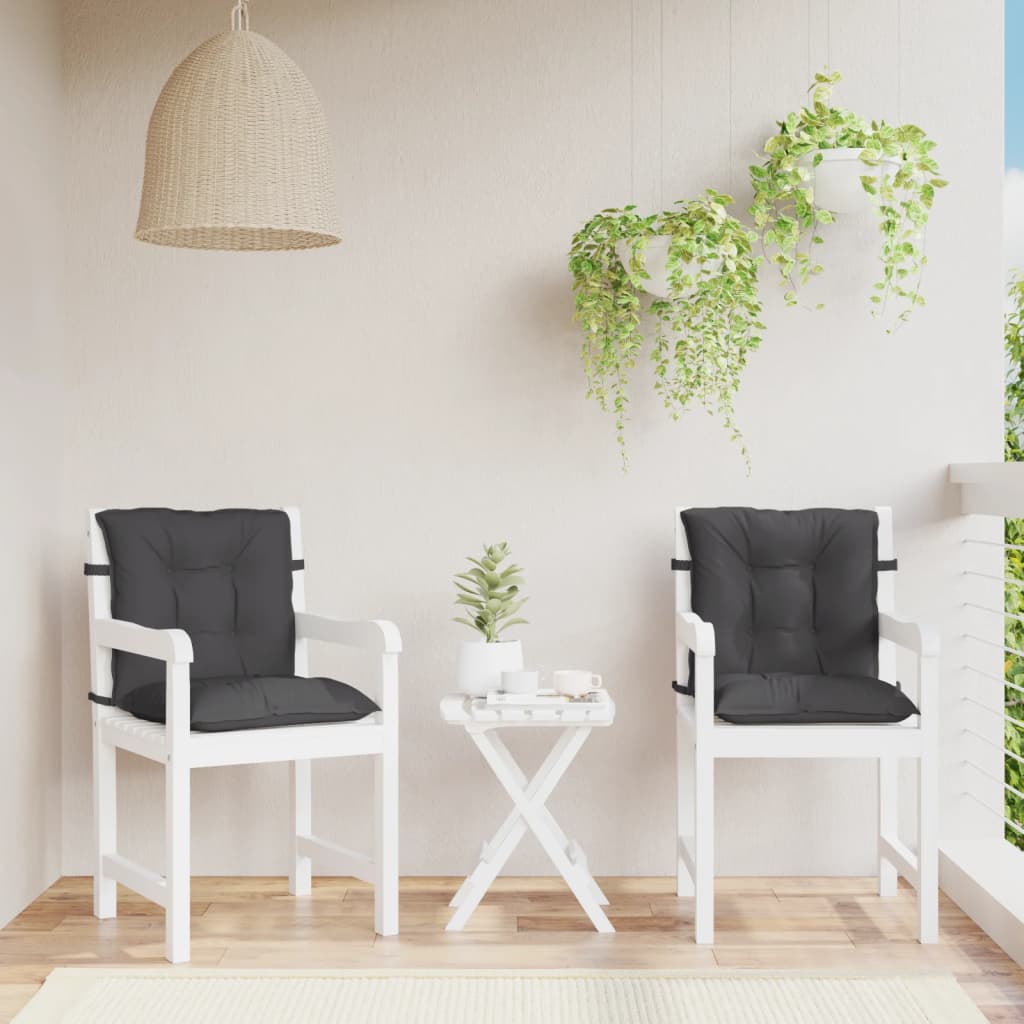 Low Back Chair Cushions 2 Pcs Melange Anthracite 100 X 50 X 7 Cm Fabric
