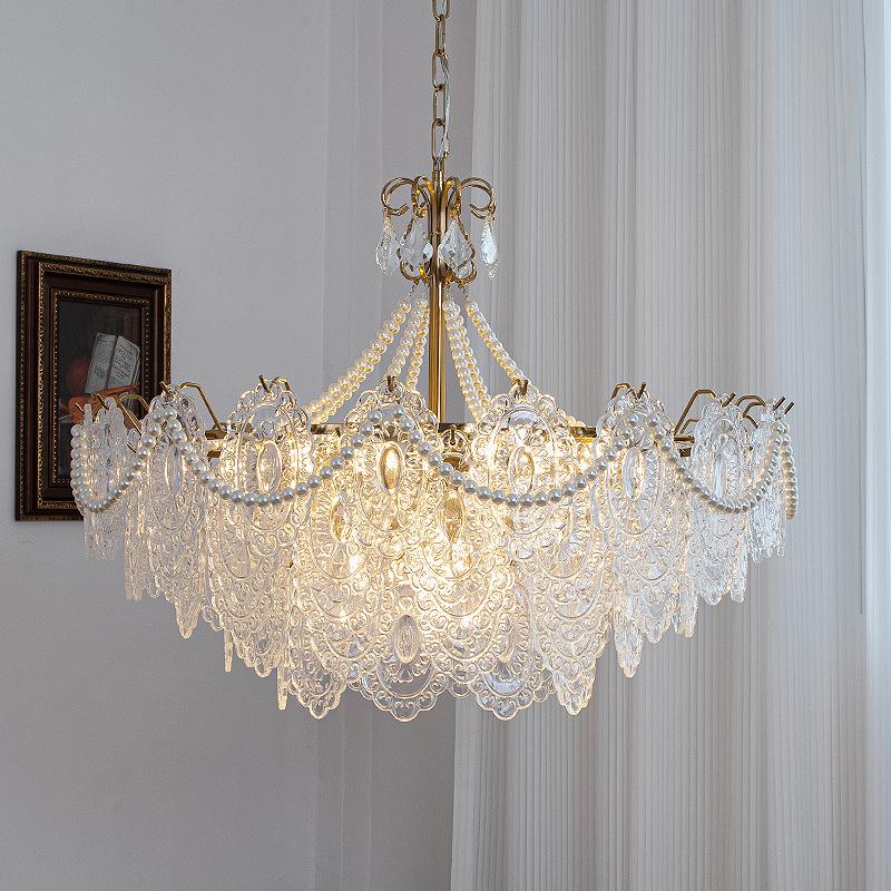 Classic Retro French Glass Crystal Chandelier for Living Room, Restaurant, or Bedroom