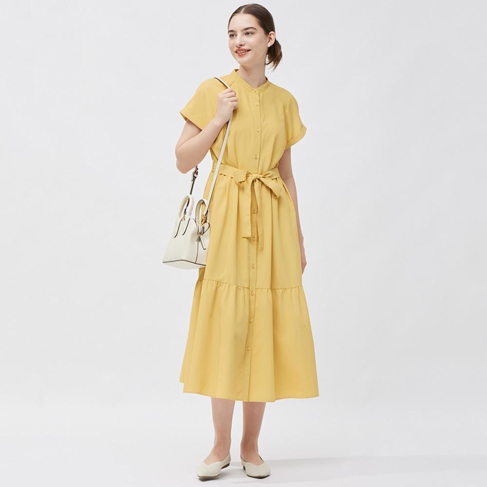 

Платье-рубашка с короткими рукавами и воротником-стойкой GU by Uniqlo +E