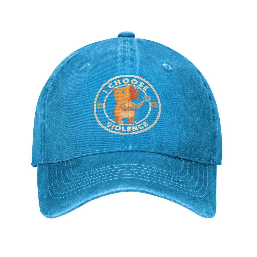 I Choose Violence Capybara Baseball Caps Vintage Distressed Denim Washed Snapback Hat for Unisex Women Outdoor Fit Hats Cap