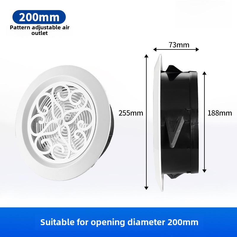 Universal Adjustable ABS Air Vent with Slanted Louvers for Indoor Ventilation and Exhaust.