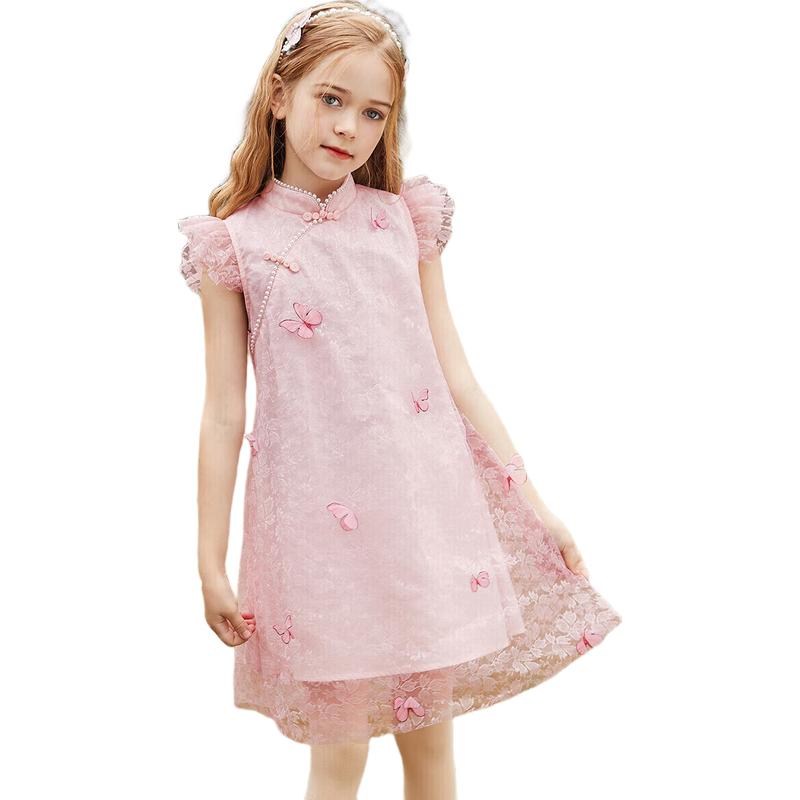ASK JUNIOR Girls  Summer Retro Cheongsam Princess Dress 140